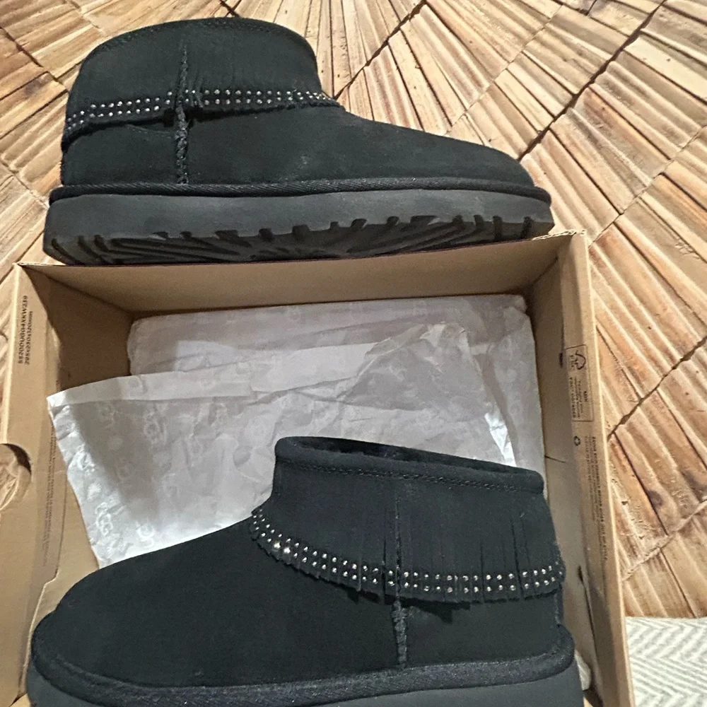UGG Black Suede Fringe Boots - Picture 3 of 15